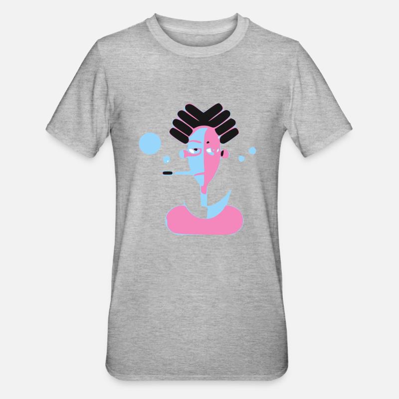 Der Mann mit der Pfeife - Unisex Polycotton T-Shirt - Grau meliert