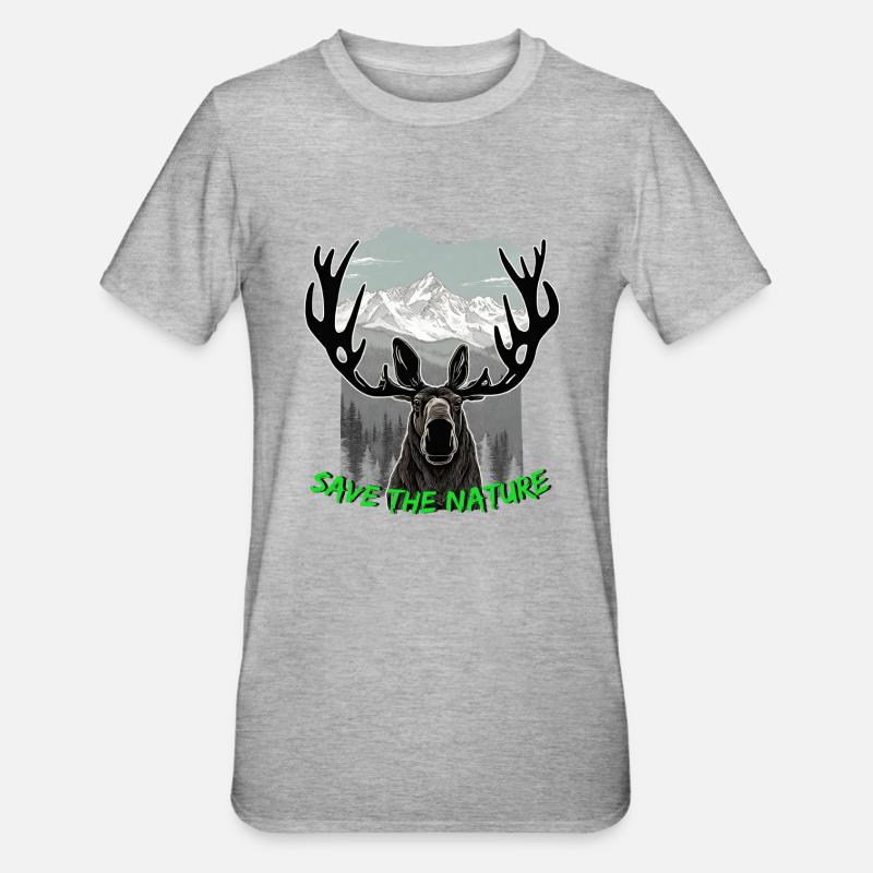 Moose "Save the Nature" - Unisex Polycotton T-Shirt - heather grey