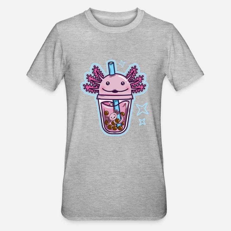 Axolotl Bubble Tee - Unisex Polycotton T-Shirt - Grau meliert