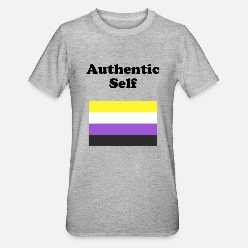 Drapeau non binaire Soi authentique - T-shirt polycoton Unisexe - gris chiné