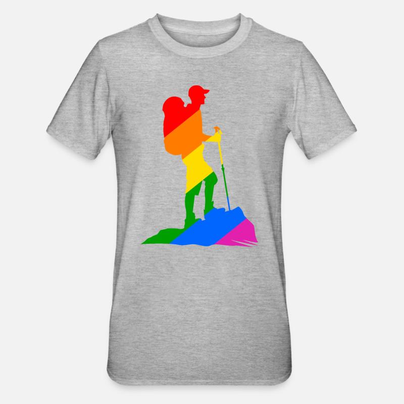 Bunter Wanderer - Wandern - Unisex Polycotton T-Shirt - Grau meliert