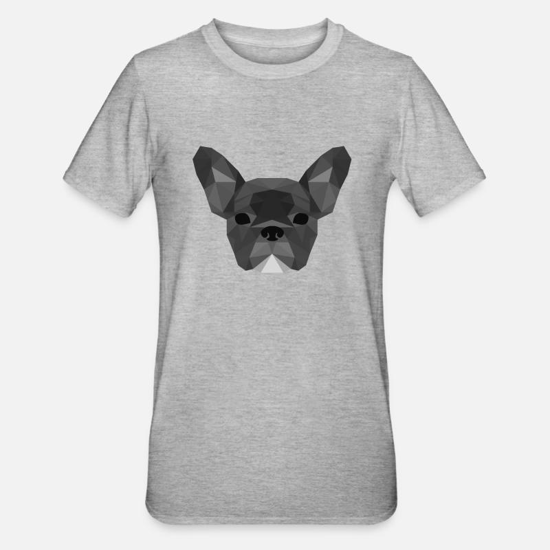 Low Poly Frenchie grey - Unisex Polycotton T-Shirt - Grau meliert