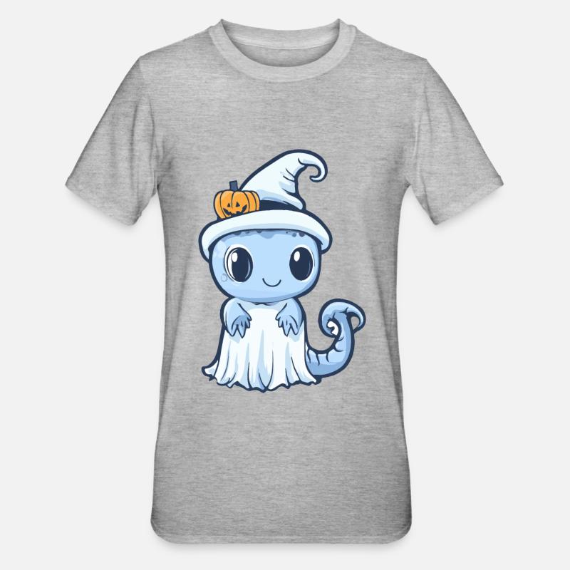 Echse Halloween Comic Geist - Unisex Polycotton T-Shirt - Grau meliert