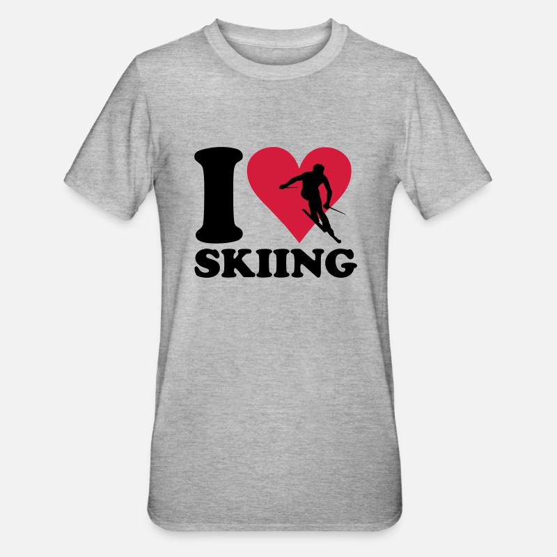 I love Skiing - Ski - Unisex Polycotton T-Shirt - Grau meliert