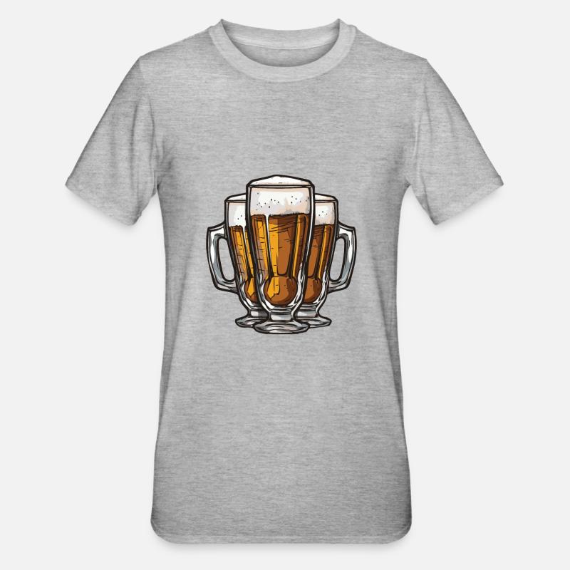 Bier Saufen Drinking - Unisex Polycotton T-Shirt - Grau meliert