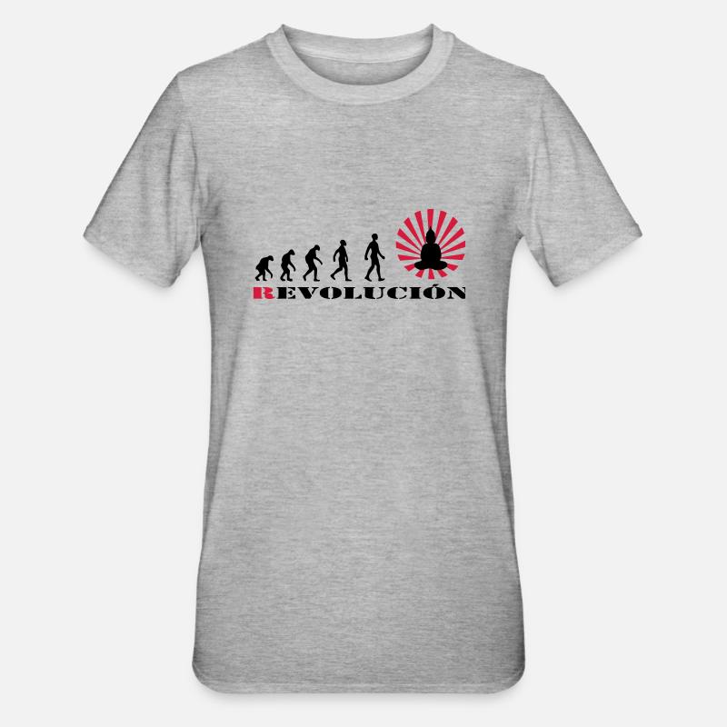 Darwin, évolution, révolution, éclairé, Bouddha, - T-shirt polycoton Unisexe - gris chiné