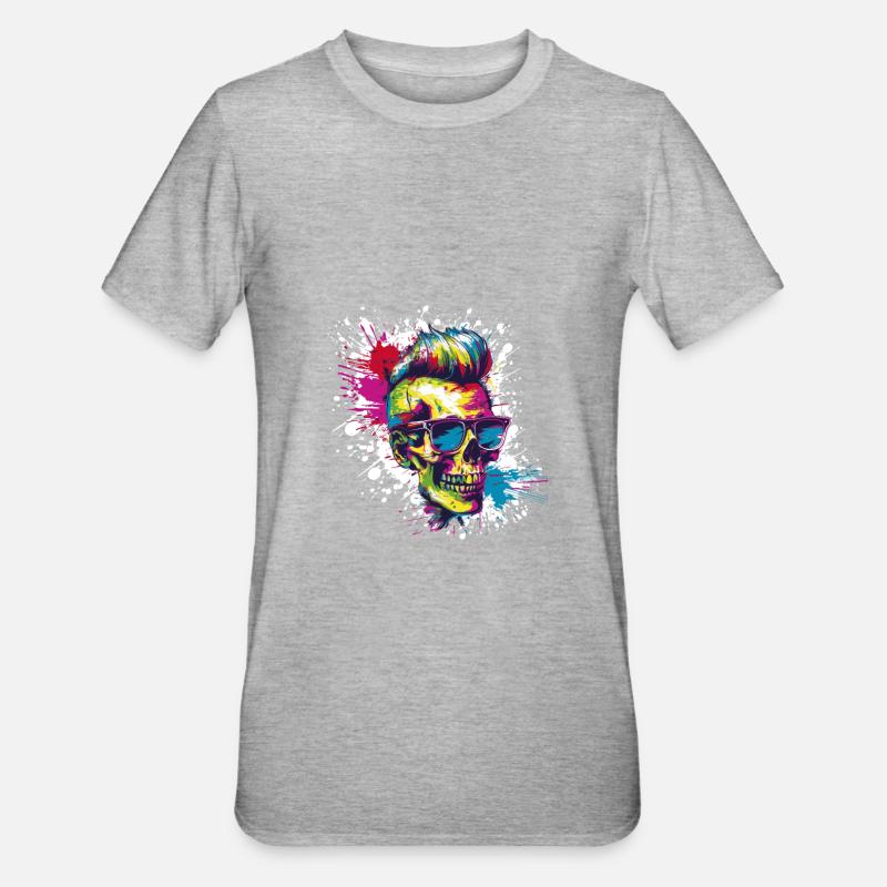 Punk Skull Party - T-shirt polycoton Unisexe - gris chiné