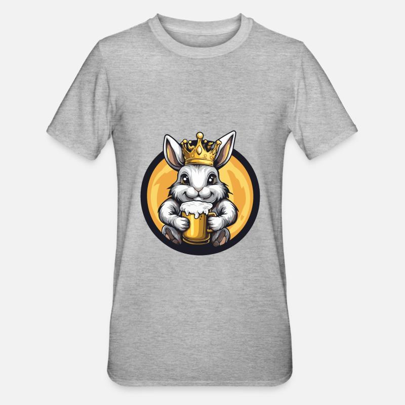 Hase Bier Comic - Unisex Polycotton T-Shirt - Grau meliert