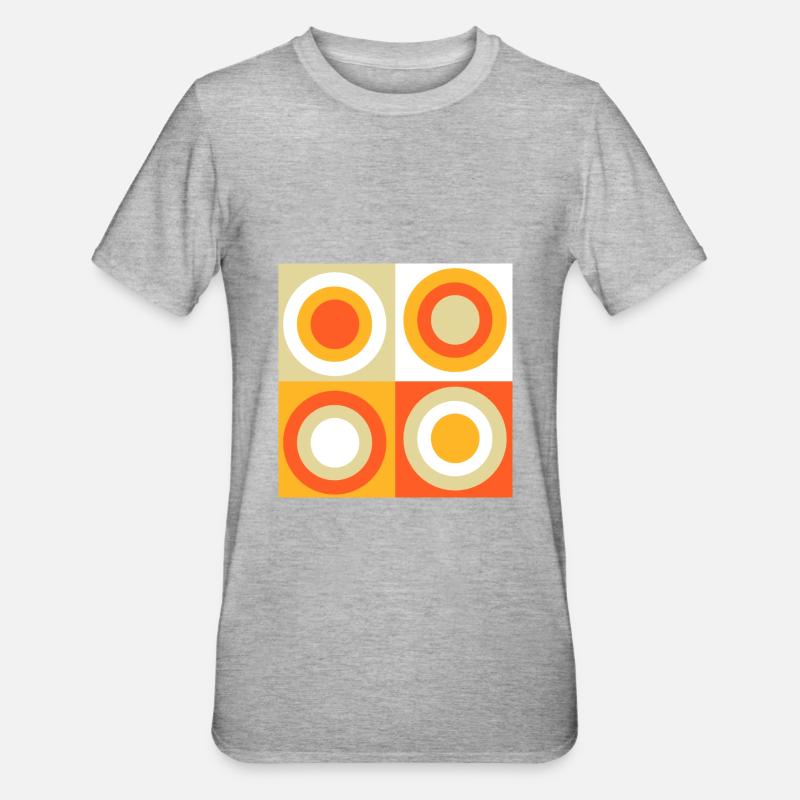 70s Pattern Circles Squiggle - Unisex Polycotton T-Shirt - heather grey