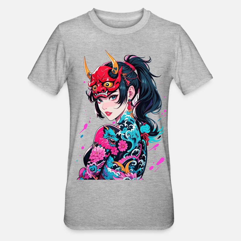 Japanese Demoness - Unisex Polycotton T-Shirt - heather grey
