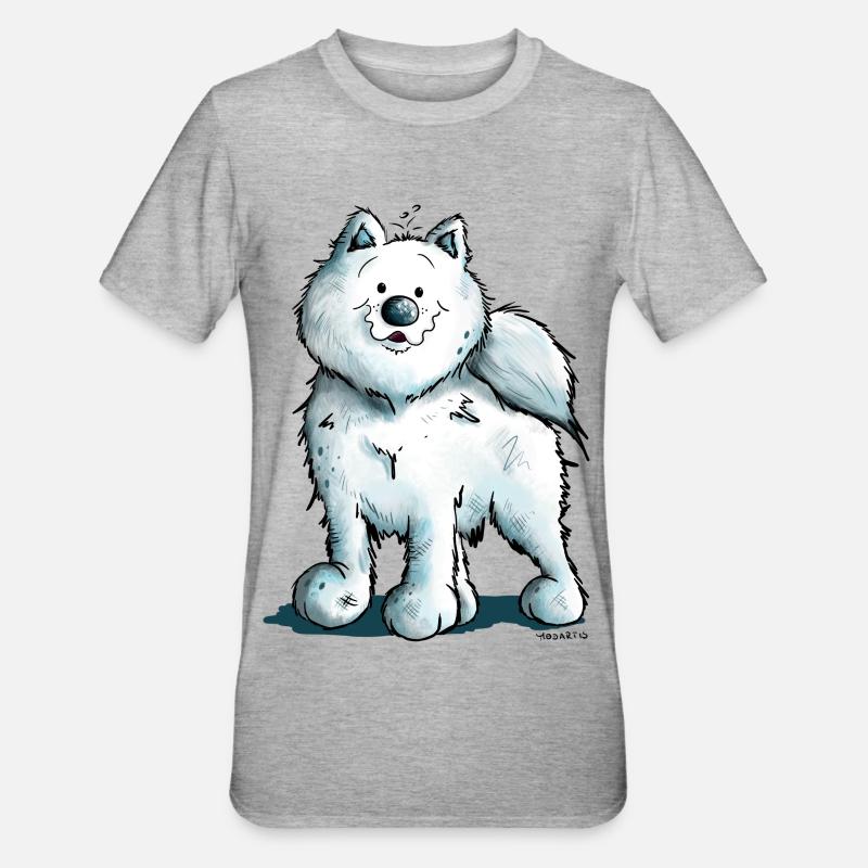 Søde Samojedhund - Unisex polycotton T-shirt - grå meleret