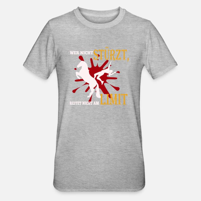 Reiten am Limit - Unisex Polycotton T-Shirt - Grau meliert