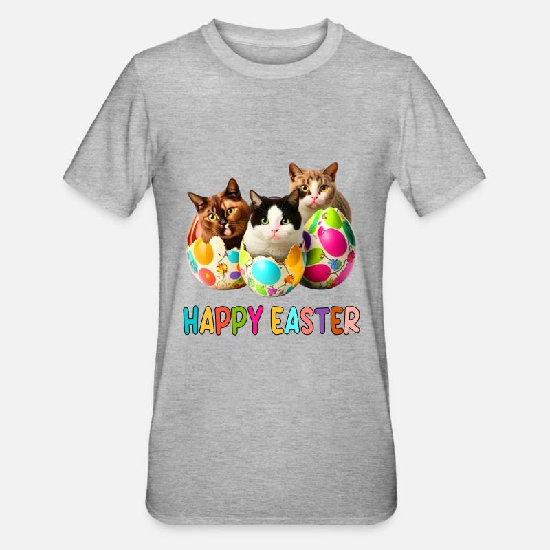 Kittens and Easter Eggs Parade - Unisex Polycotton T-Shirt - heather grey