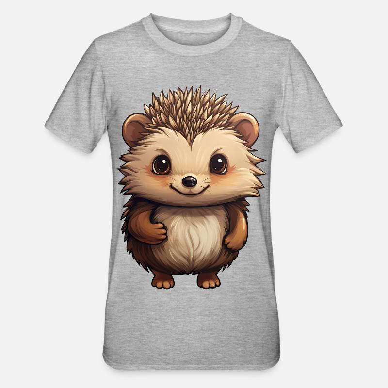 hérisson mignon - Design doux - joyeux - T-shirt polycoton Unisexe - gris chiné
