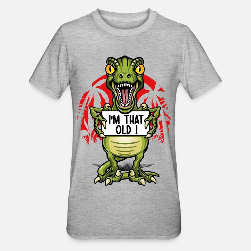 Ich bin ein alter Dinosaurier - Unisex Polycotton T-Shirt - Grau meliert