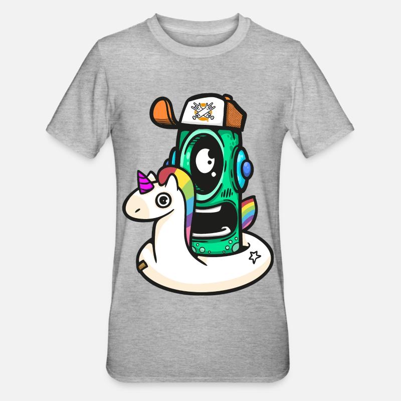 Unicorno Robot d’Aventure - T-shirt polycoton Unisexe - gris chiné