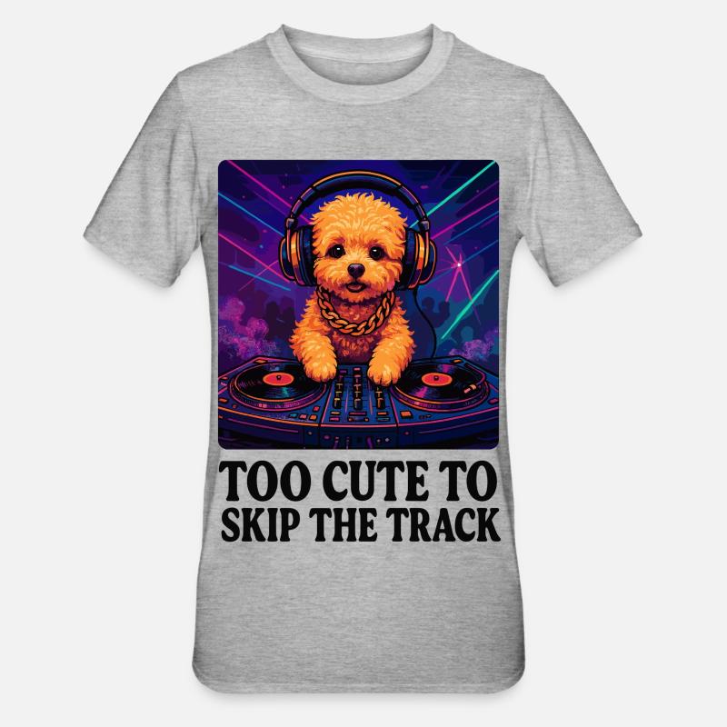 DJ Maltipoo: For søt til å hoppe over sporet - Neon Art - Unisex Polycotton T-skjorte - gråmelert