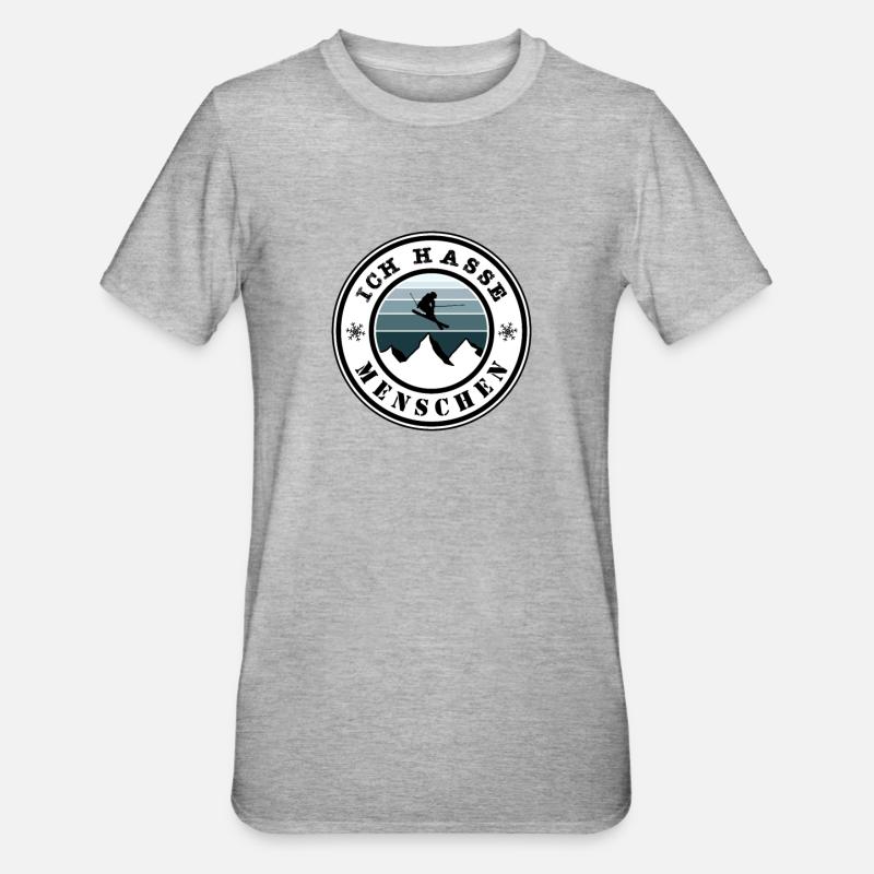 Ich hasse Menschen - Unisex Polycotton T-Shirt - Grau meliert
