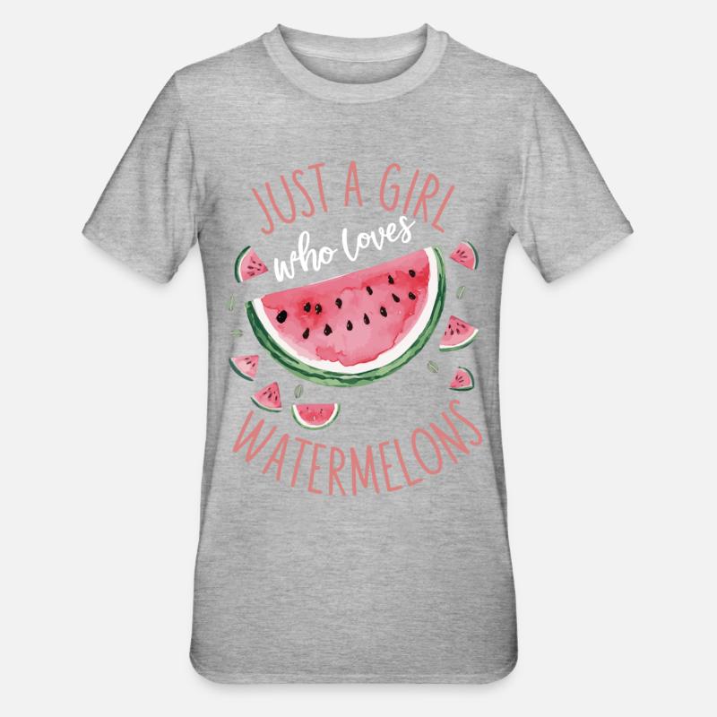 Pastèque, melon, fruit - T-shirt polycoton Unisexe - gris chiné