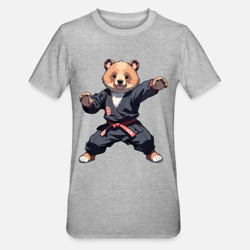 Karate Bear with Black Belt Karate Bär - Unisex Polycotton T-Shirt - heather grey