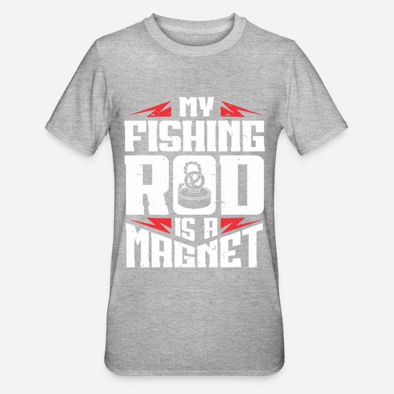 Magnetfischen - Unisex Polycotton T-Shirt - Grau meliert