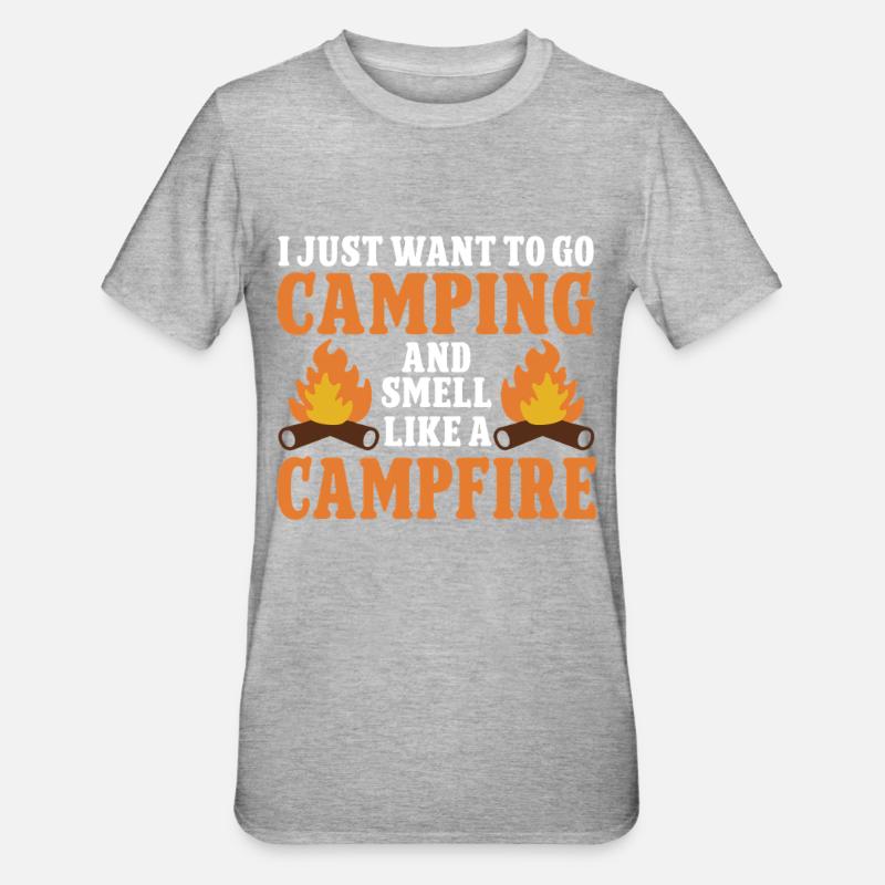 Camping Campfire Camper - Unisex Polycotton T-Shirt - Grau meliert