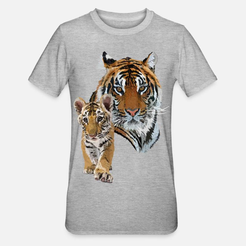 tigre du Bengale - T-shirt polycoton Unisexe - gris chiné
