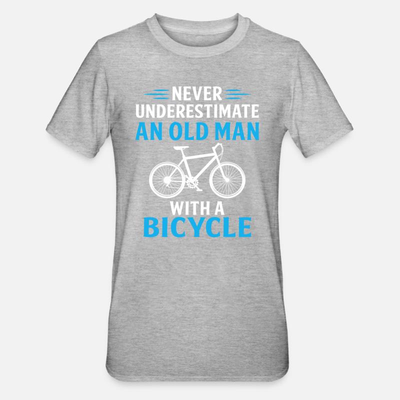 mai sottovalutare un vecchio con una bicicletta - Maglietta unisex, mix cotone e poliestere - grigio melange