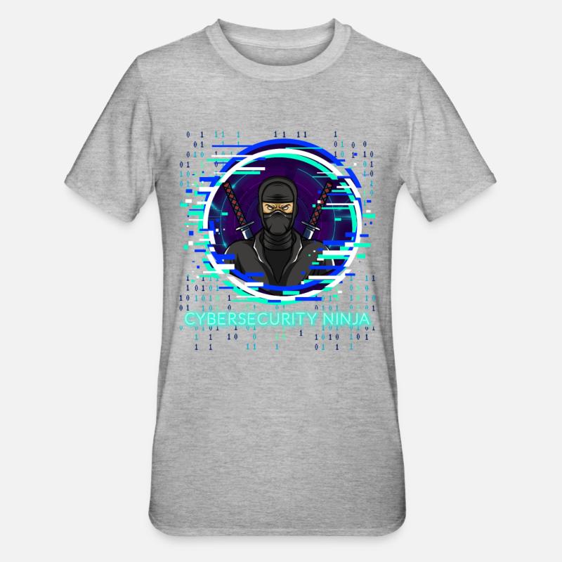Cybersecurity Ninja Code Programmierer Nerd - Unisex Polycotton T-Shirt - Grau meliert