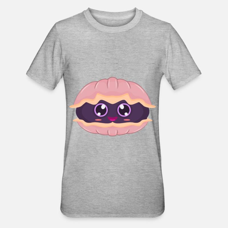 Austern Muschel - Unisex Polycotton T-Shirt - Grau meliert