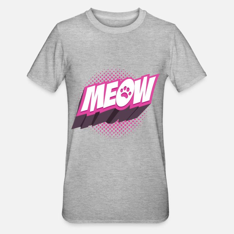 Chat Miau - T-shirt polycoton Unisexe - gris chiné