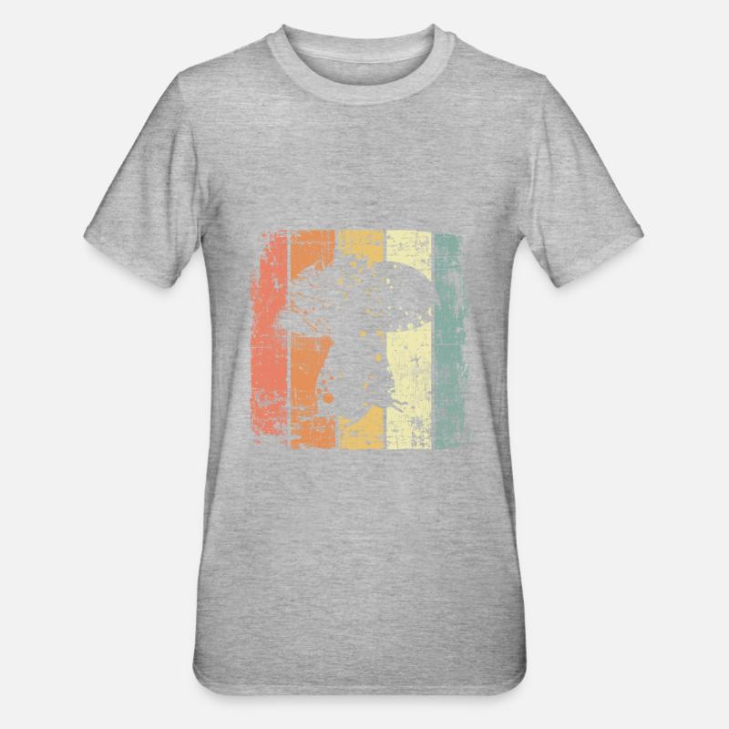Champignons rétro champignons - T-shirt polycoton Unisexe - gris chiné