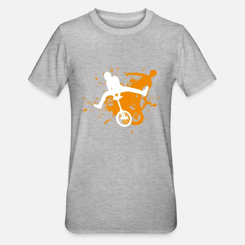 Einrad - Unisex Polycotton T-Shirt - Grau meliert