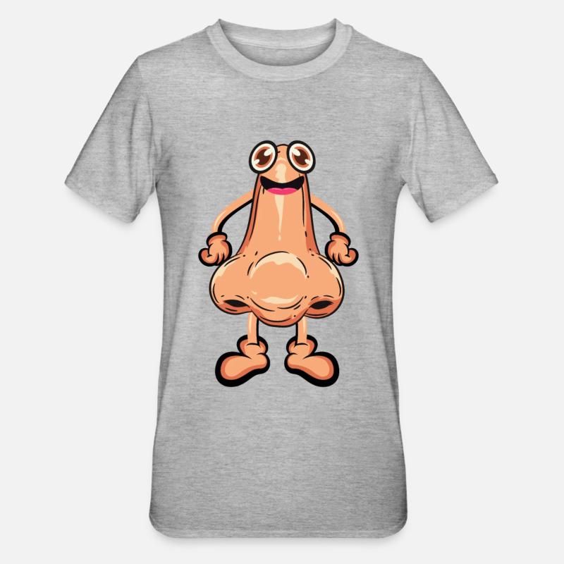 Nase - Unisex Polycotton T-Shirt - Grau meliert