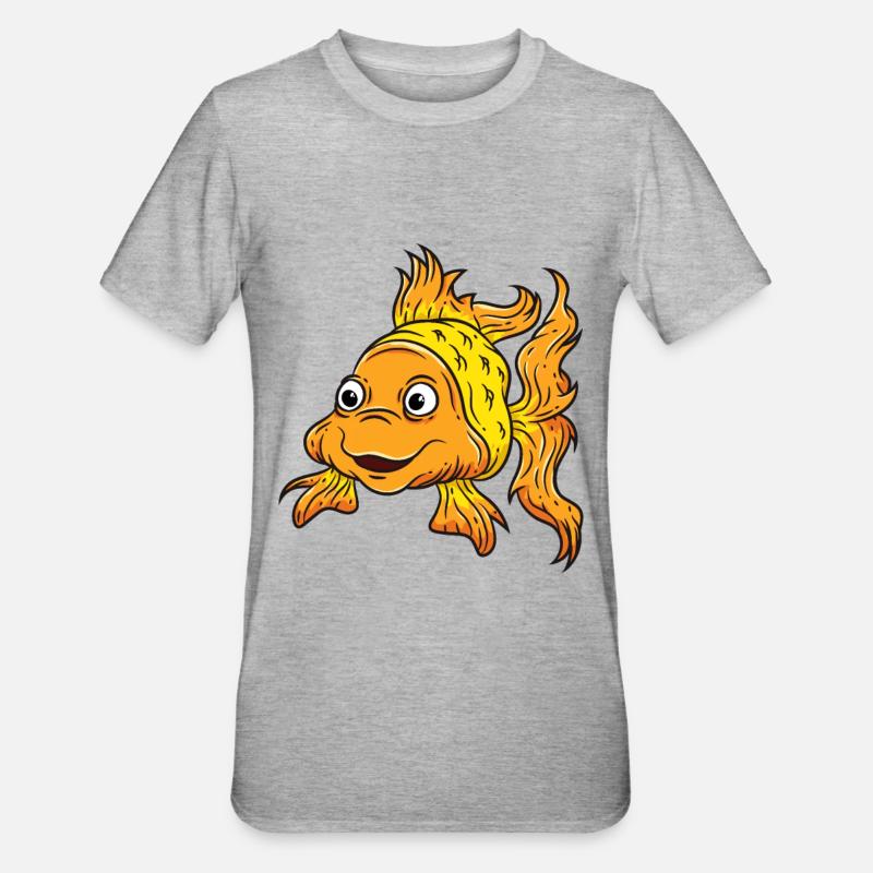 Fisch Goldfisch - Unisex Polycotton T-Shirt - Grau meliert