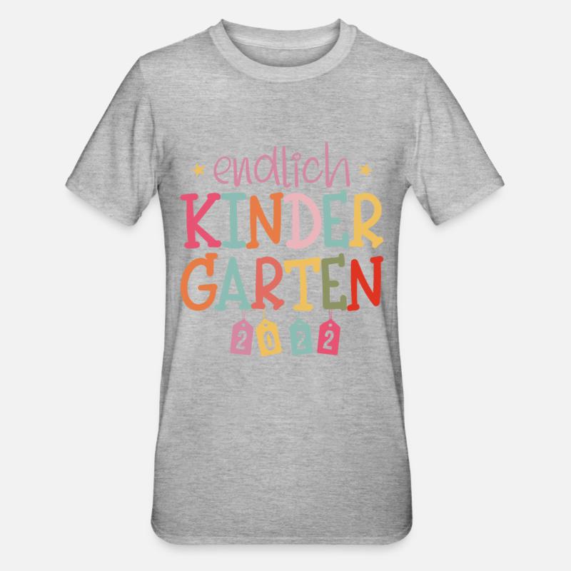 Endlich Kindergarten 2022 Mädchen - Unisex Polycotton T-Shirt - Grau meliert