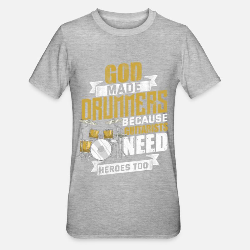 Drums drummer drumsticks drum - Unisex Polycotton T-Shirt - heather grey