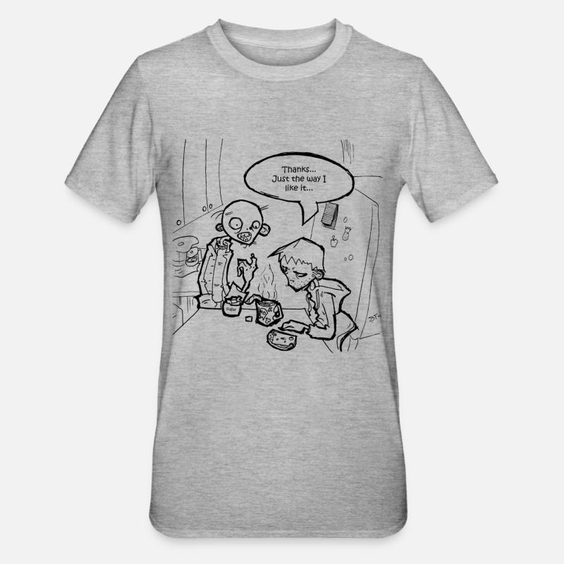 Necromania; Breakfast is served - Unisex Polycotton T-Shirt - heather grey