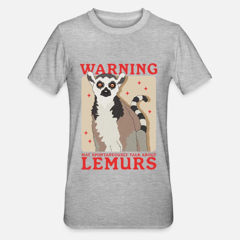 Lémurien à queue annelée cadeau - T-shirt polycoton Unisexe - gris chiné