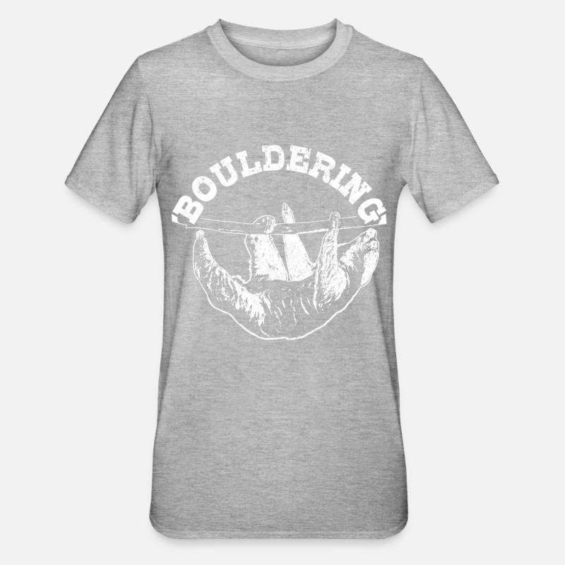 Bouldering Sloth Climbing Gift - Unisex Polycotton T-Shirt - heather grey