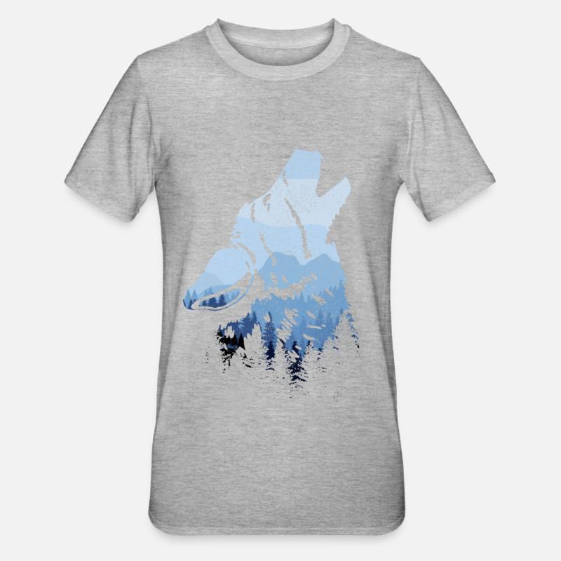 Howling Wolf Gift - Unisex Polycotton T-Shirt - heather grey