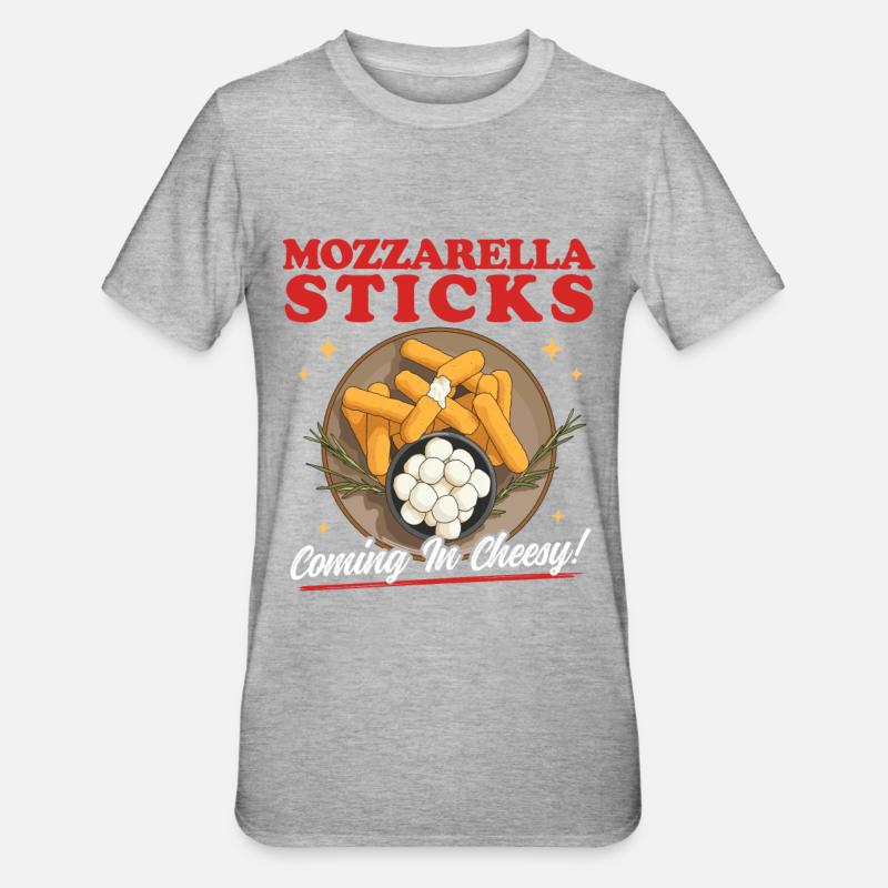 Mozzarella Sticks Mozzarella-Sticks Geschenk - Unisex Polycotton T-Shirt - Grau meliert
