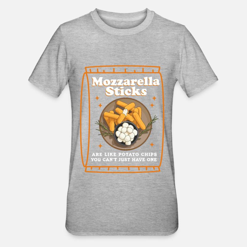 Mozzarella-Sticks Mozzarella Sticks Geschenk - Unisex Polycotton T-Shirt - Grau meliert