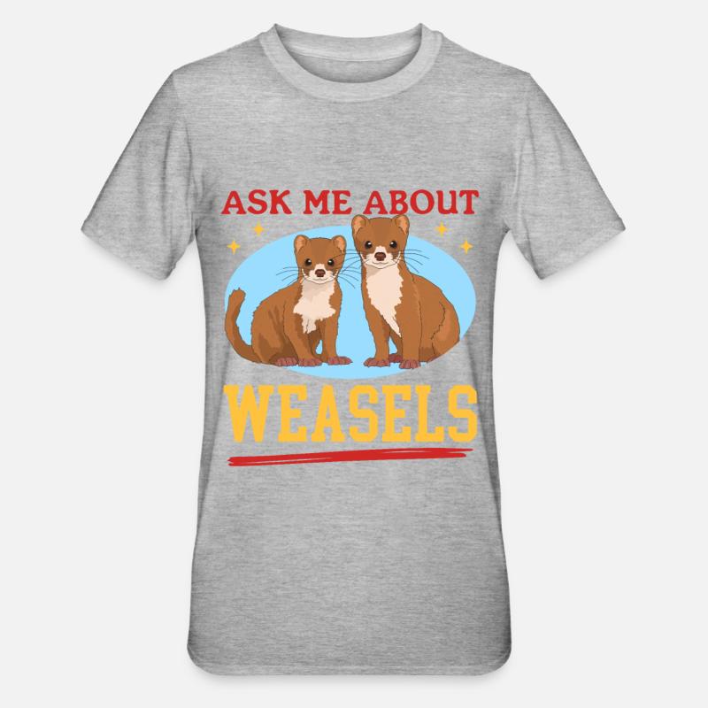 Wiesel Hermännchen Mauswiesel Geschenk - Unisex Polycotton T-Shirt - Grau meliert