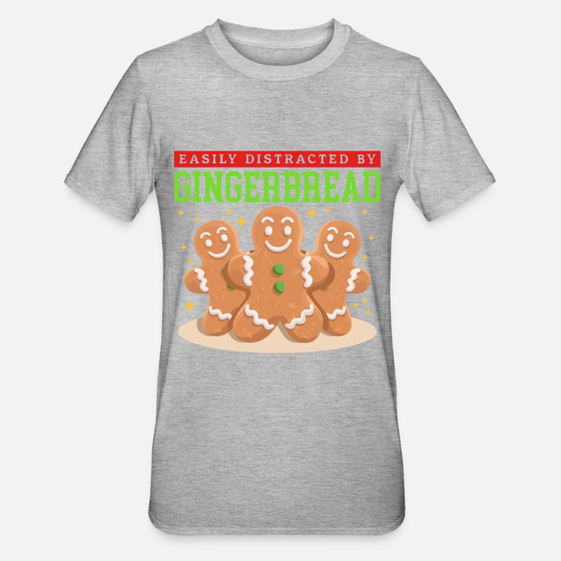 Lebkuchenmann Lebkuchen Lebkuchenmänner Geschenk - Unisex Polycotton T-Shirt - Grau meliert