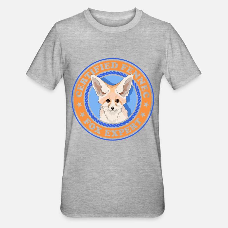 Fennec Renard du désert Cadeau - T-shirt polycoton Unisexe - gris chiné
