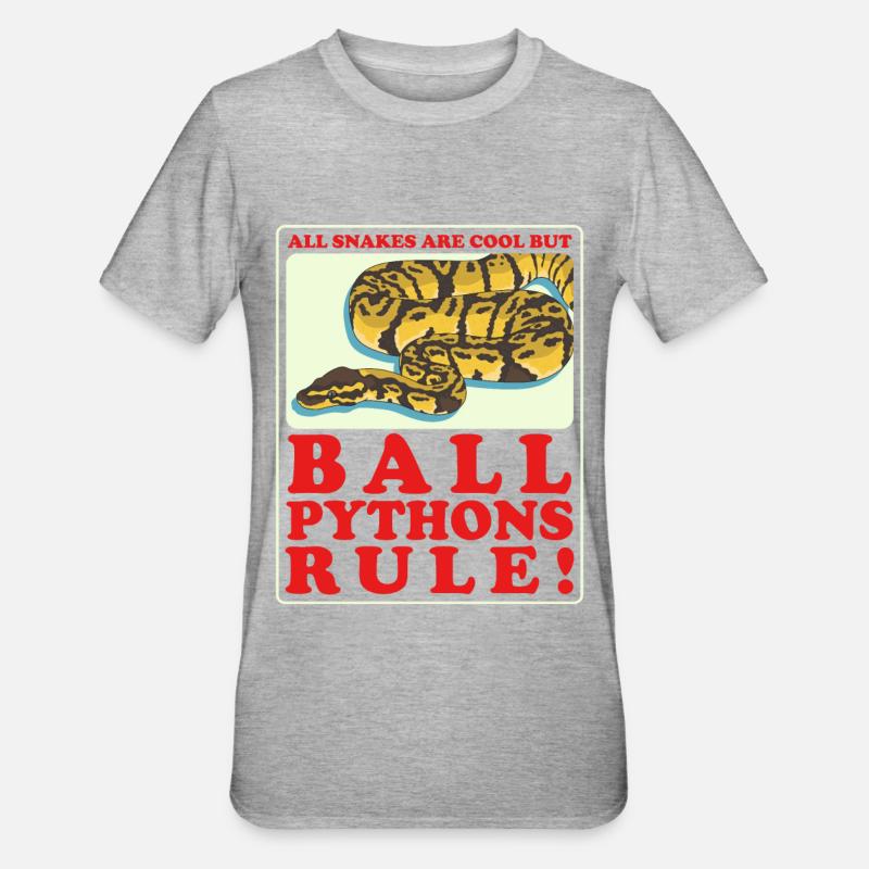 Königspython Python Schlange Geschenk - Unisex Polycotton T-Shirt - Grau meliert