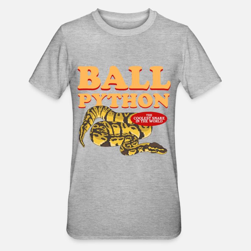 Königspython Python Schlangen Geschenk - Unisex Polycotton T-Shirt - Grau meliert