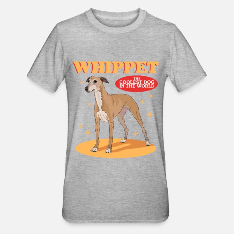 Whippet Petits Lévriers Anglais Cadeaux - T-shirt polycoton Unisexe - gris chiné