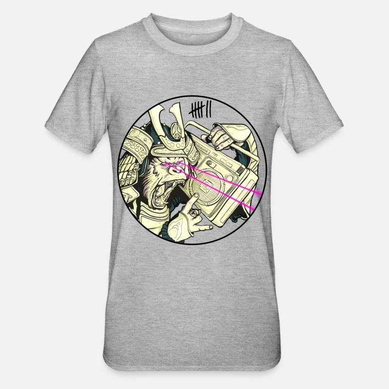 7 Apparel - Gorilla Samurai - Unisex Polycotton T-Shirt - heather grey